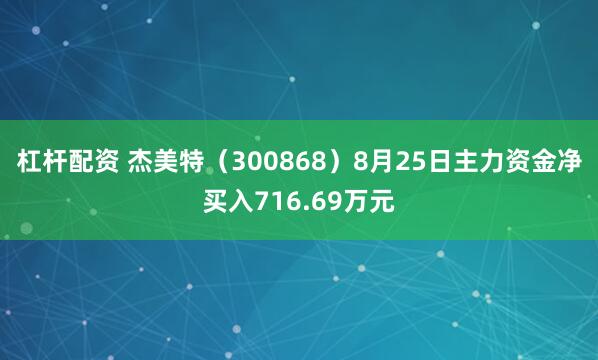 杠杆配资 杰美特（300868）8月25日主力资金净买入716.69万元