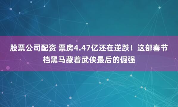 股票公司配资 票房4.47亿还在逆跌！这部春节档黑马藏着武侠最后的倔强